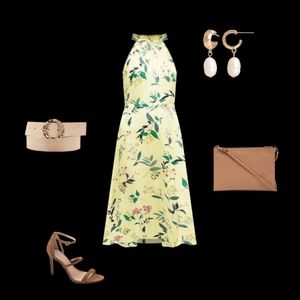 Banana Republic Floral Soft Satin Midi Dress in Ye